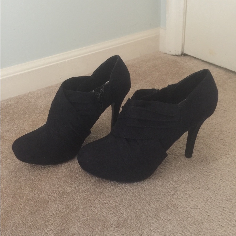 Black suede booties